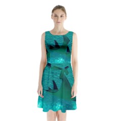 Manta Ray 1 Sleeveless Waist Tie Chiffon Dress by trendistuff