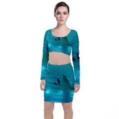 MANTA RAY 1 Long Sleeve Crop Top & Bodycon Skirt Set