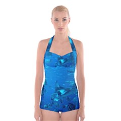 Manta Ray 2 Boyleg Halter Swimsuit  by trendistuff