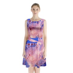 Purple Jellyfish Sleeveless Waist Tie Chiffon Dress by trendistuff