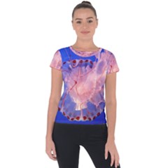 Purple Jellyfish Short Sleeve Sports Top  by trendistuff