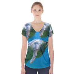 Sea Turtle 2 Short Sleeve Front Detail Top by trendistuff