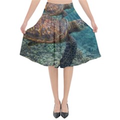 Sea Turtle 3 Flared Midi Skirt by trendistuff