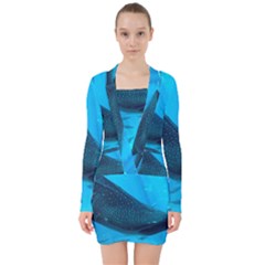 Whale Shark 2 V-neck Bodycon Long Sleeve Dress by trendistuff