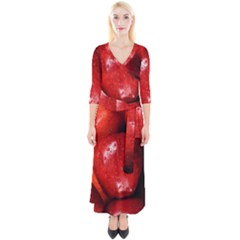 Apples 1 Quarter Sleeve Wrap Maxi Dress by trendistuff