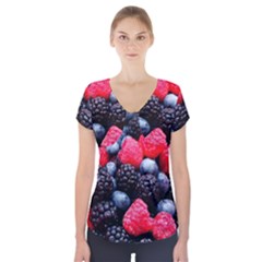 Berries 2 Short Sleeve Front Detail Top by trendistuff