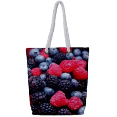 Berries 2 Full Print Rope Handle Tote (small) by trendistuff