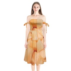 Cantaloupe Shoulder Tie Bardot Midi Dress by trendistuff