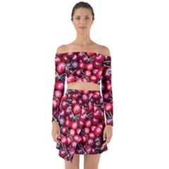 Cherries 1 Off Shoulder Top With Skirt Set by trendistuff