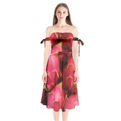 DRAGONFRUIT Shoulder Tie Bardot Midi Dress