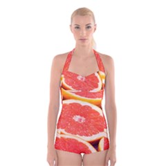 Grapefruit 1 Boyleg Halter Swimsuit  by trendistuff