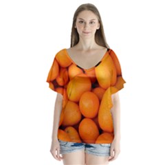 Kumquat 2 V-neck Flutter Sleeve Top by trendistuff