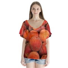 PEACHES 2 V-Neck Flutter Sleeve Top