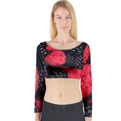 Raspberries 1 Long Sleeve Crop Top by trendistuff