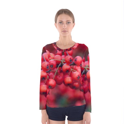 Red Berries 1 Women s Long Sleeve Tee by trendistuff