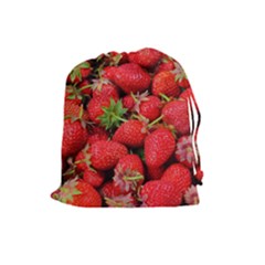 Strawberries 1 Drawstring Pouches (large)  by trendistuff