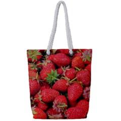 Strawberries 1 Full Print Rope Handle Tote (small) by trendistuff