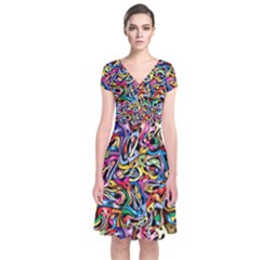 ARTWORK BY PATRICK-COLORFUL-8 Short Sleeve Front Wrap Dress