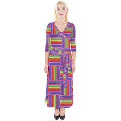 Artwork By Patrick-squares Quarter Sleeve Wrap Maxi Dress by ArtworkByPatrick