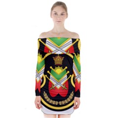 Shield Of The Imperial Iranian Ground Force Long Sleeve Off Shoulder Dress