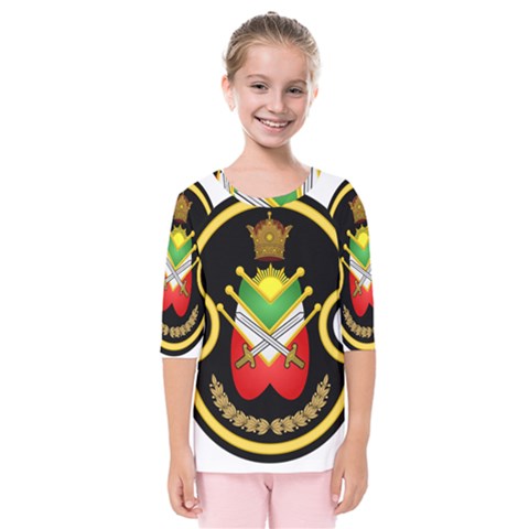 Shield Of The Imperial Iranian Ground Force Kids  Quarter Sleeve Raglan Tee by abbeyz71