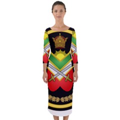 Shield Of The Imperial Iranian Ground Force Quarter Sleeve Midi Bodycon Dress