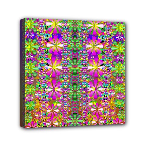 Flower Wall With Wonderful Colors And Bloom Mini Canvas 6  X 6  by pepitasart