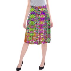 Flower Wall With Wonderful Colors And Bloom Midi Beach Skirt by pepitasart
