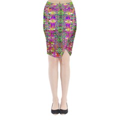 Flower Wall With Wonderful Colors And Bloom Midi Wrap Pencil Skirt by pepitasart