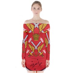 Seal Of The Imperial Iranian Army Aviation  Long Sleeve Off Shoulder Dress by abbeyz71