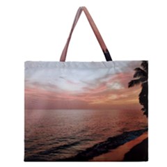 Sunset On Rincon Puerto Rico Zipper Large Tote Bag by StarvingArtisan