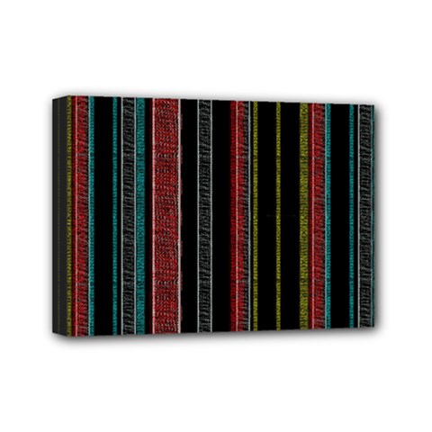 Multicolored Dark Stripes Pattern Mini Canvas 7  X 5  by dflcprints