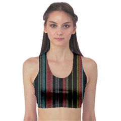 Multicolored Dark Stripes Pattern Sports Bra by dflcprints