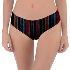 Multicolored Dark Stripes Pattern Reversible Classic Bikini Bottoms