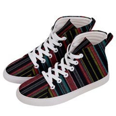 Multicolored Dark Stripes Pattern Men s Hi-top Skate Sneakers by dflcprints