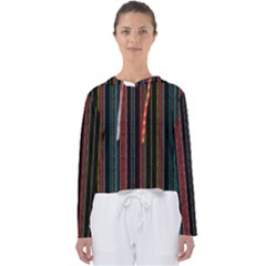 Multicolored Dark Stripes Pattern Women s Slouchy Sweat by dflcprints