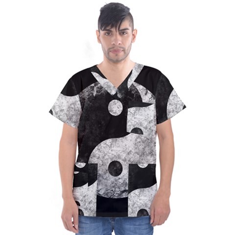 Grunge Yin Yang Men s V-neck Scrub Top by Valentinaart