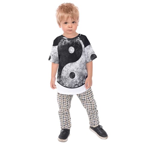 Grunge Yin Yang Kids Raglan Tee by Valentinaart