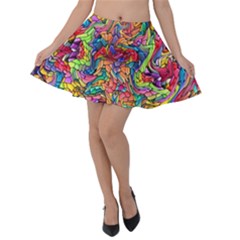 COLORFUL-12 Velvet Skater Skirt