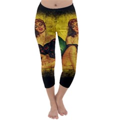 Pin Up Girl  Capri Winter Leggings  by Valentinaart