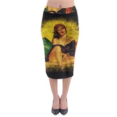 Pin Up Girl  Midi Pencil Skirt by Valentinaart