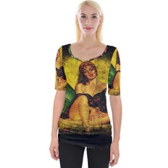 Pin Up Girl  Wide Neckline Tee