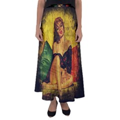 Pin Up Girl  Flared Maxi Skirt by Valentinaart