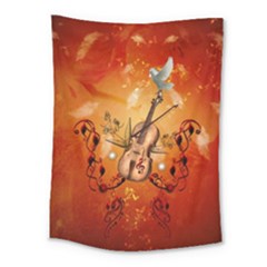 Violin With Violin Bow And Dove Medium Tapestry by FantasyWorld7