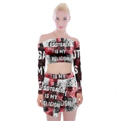 Football Is My Religion Off Shoulder Top With Mini Skirt Set by Valentinaart