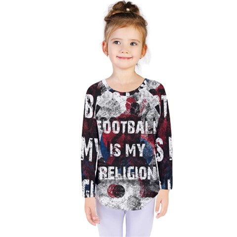 Football Is My Religion Kids  Long Sleeve Tee by Valentinaart