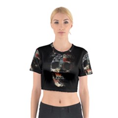 Skull Cotton Crop Top by Valentinaart