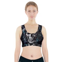 Skull Sports Bra With Pocket by Valentinaart