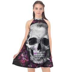 Skull Halter Neckline Chiffon Dress  by Valentinaart