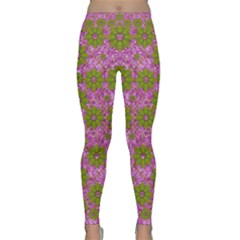 Paradise Flowers In Bohemic Floral Style Classic Yoga Leggings by pepitasart